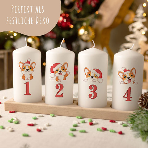 Kleine Kerzen "Advent Hunde" - Adventskerzen im 4er Set