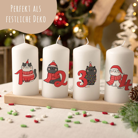 Kleine Kerzen "Advent Katzen" - Adventskerzen im 4er Set