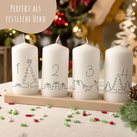 Kleine Kerzen "Advent Linie" - Adventskerzen im 4er Set
