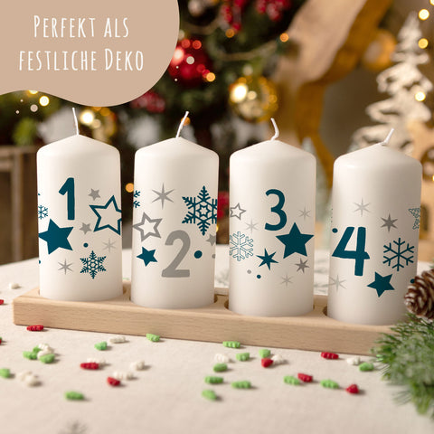 Kleine Kerzen "Advent Sterne" - Adventskerzen im 4er Set