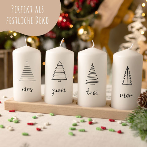 Kleine Kerzen "Tannenbäume" - Adventskerzen im 4er Set