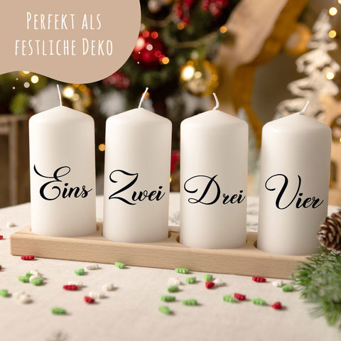 Kleine Kerzen "Advent Ziffern" - Adventskerzen im 4er Set