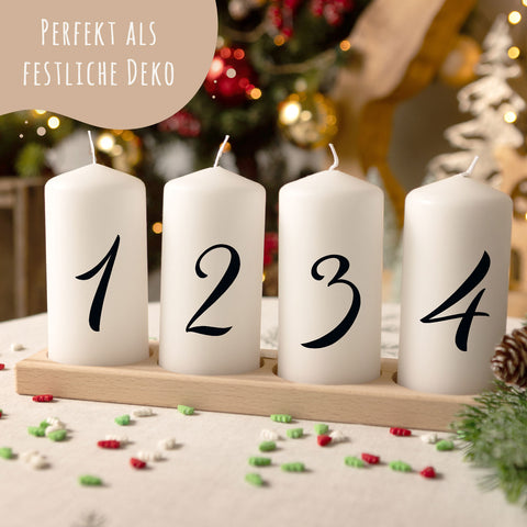 Kleine Kerzen "Advent Ziffern" - Adventskerzen im 4er Set