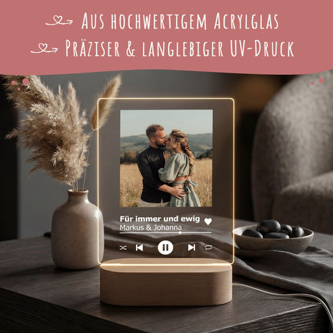 Personalisiertes LED Song Cover auf Acrylglas - Geschenk mit eigenem Foto im Musik Cover Design