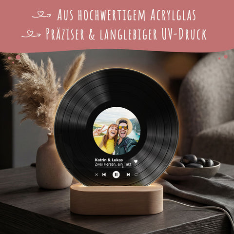 Personalisierte LED Song Cover Schallplatte - Geschenk mit eigenem Foto - Vinyl aus Acrylglas