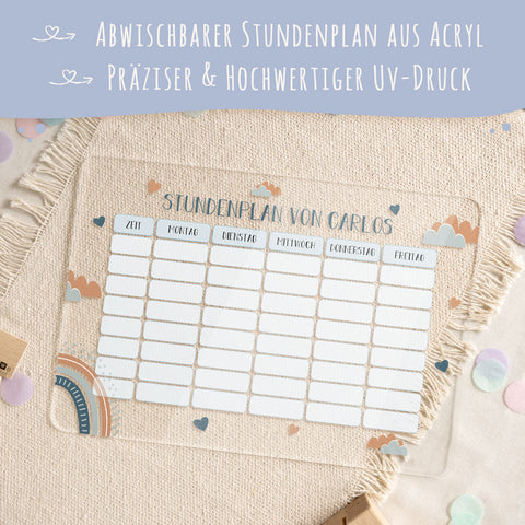 Personalisierter Stundenplan - Regenbogen mit Namen