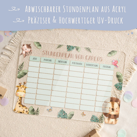 Personalisierter Stundenplan - Tiergruppe mit Namen