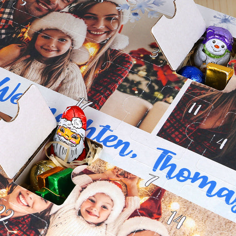 Personalisierter DIY Adventskalender mit 4 Fotos & Wunschtext zum selbst Befüllen