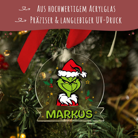 Christbaumschmuck aus Acryl - Grinch - Weihnachtsanhänger
