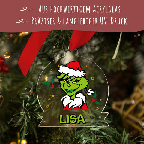 Christbaumschmuck aus Acryl - Grinch - Weihnachtsanhänger