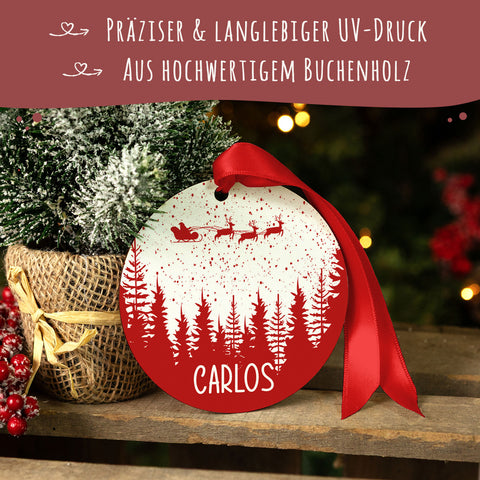 Christbaumschmuck aus Holz - Weihnachtswald - Weihnachtsanhänger mit Namen