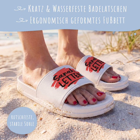 Personalisierte Badelatschen - Letten - Badeschuhe mit eigenem Namen