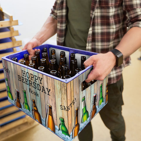 DIY Bierkasten Banderole mit 24 Deckelaufklebern - Hoppy Beersday