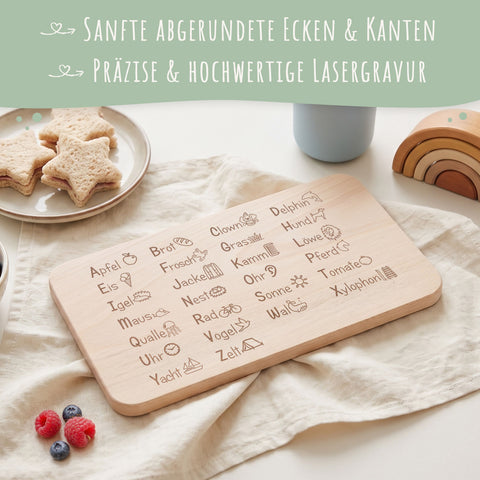 Im Set: Frühstücksbrettchen "Das ABC Brotzeitbrett" + "Das 1x1 Brotzeitbrett"