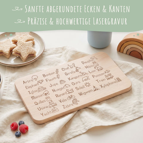Frühstücksbrettchen "ABC Französisch Brotzeitbrett"