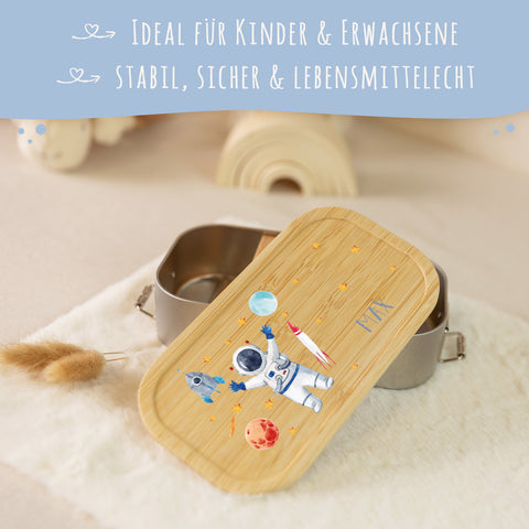 Brotdose mit Deckel für Kinder mit UV-Druck im "Astronaut" Design