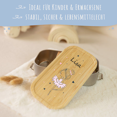 Brotdose mit Deckel für Kinder mit UV-Druck im "Ballerina" Design