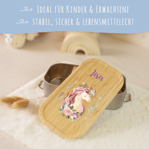 Brotdose mit Deckel für Kinder mit UV-Druck im "Einhorn V2" Design