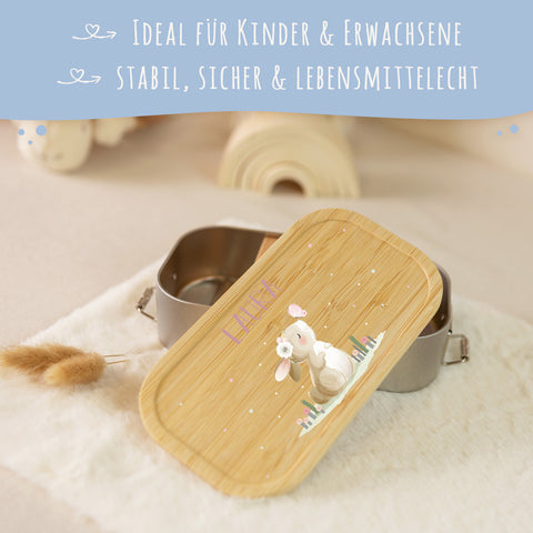 Brotdose mit Deckel für Kinder mit UV-Druck im "Hase" Design
