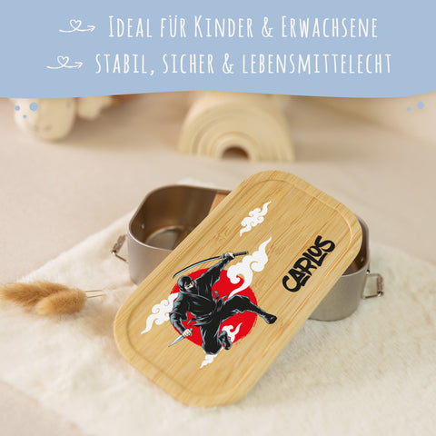 Brotdose mit Deckel für Kinder mit UV-Druck im "Ninja" Design