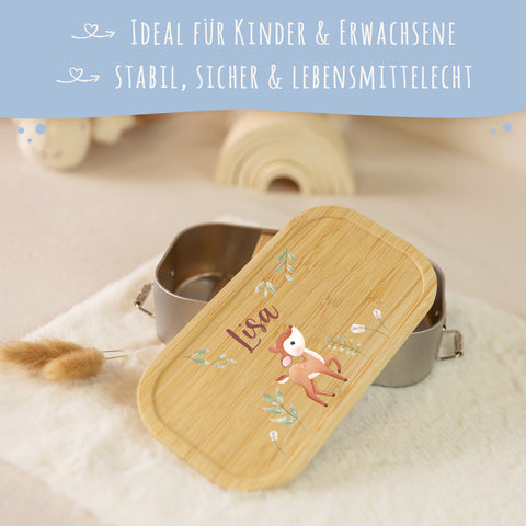 Brotdose mit Deckel für Kinder mit UV-Druck im "Reh" Design