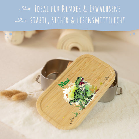Brotdose mit Deckel für Kinder mit UV-Druck im "T-Rex" Design