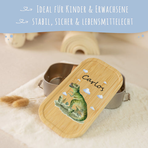 Brotdose mit Deckel für Kinder mit UV-Druck im "T-Rex V2" Design