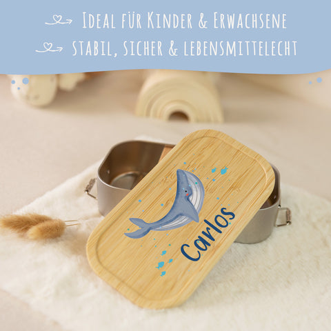 Brotdose mit Deckel für Kinder mit UV-Druck im "Wal" Design