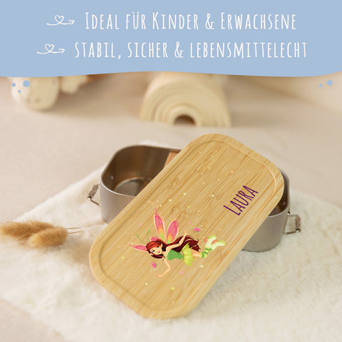 Brotdose mit Deckel für Kinder mit UV-Druck im "Zauberfee" Design