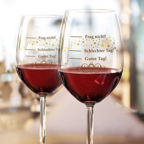 Leonardo Weingläser mit UV-Druck - Schlechter Tag, Guter Tag im Set
