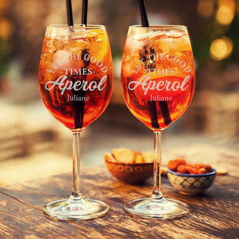Leonardo Weinglas mit Gravur - "Let the good times Aperol" mit Name