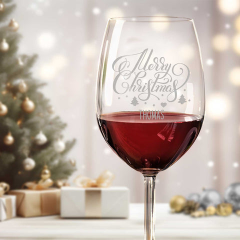 Leonardo Weinglas mit Gravur "Merry Christmas Lettering"