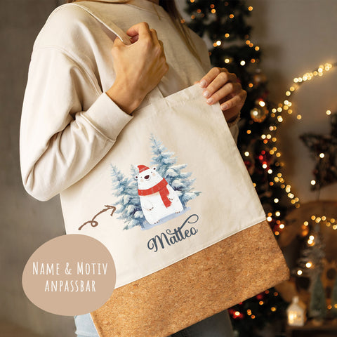 Einkaufstasche Kork - Schneetiere