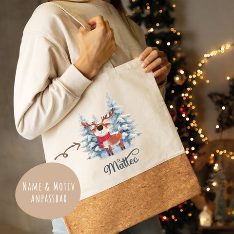 Einkaufstasche Kork - Schneetiere