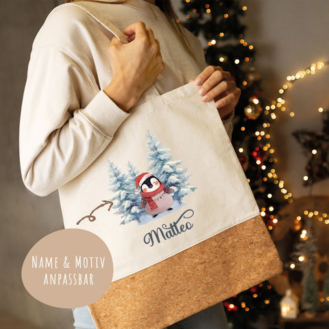 Einkaufstasche Kork - Schneetiere