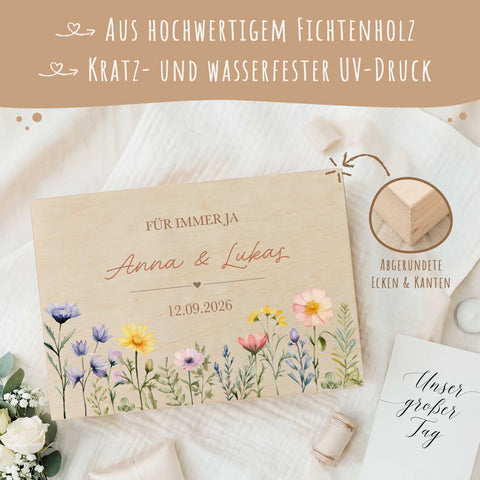 Erinnerungskiste mit UV-Druck im Blumenwiese Design