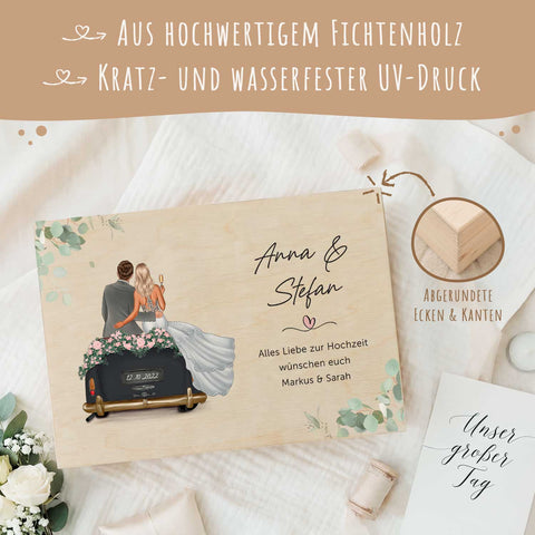Bedruckte Erinnerungskiste mit Konfiguration - Hochzeitsauto - Personalisiertes Geschenk zur Hochzeit