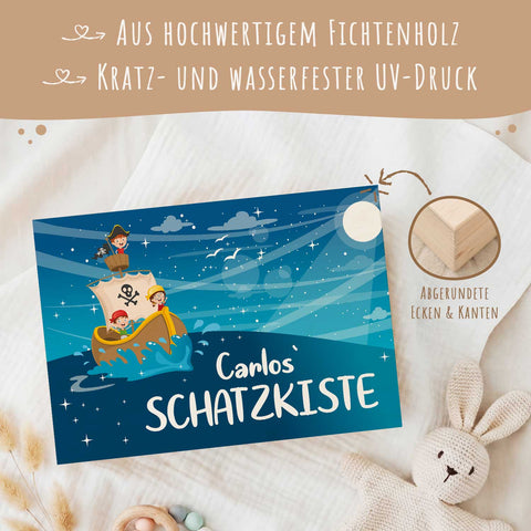 Erinnerungskiste für Kinder mit UV-Druck im Piraten Design