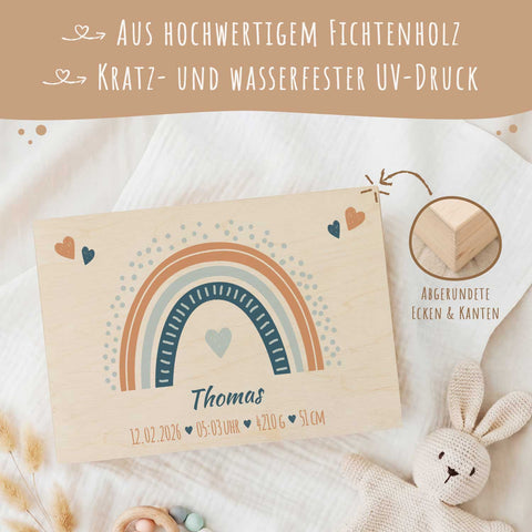 Erinnerungskiste für Kinder mit UV-Druck im Regenbogen Design