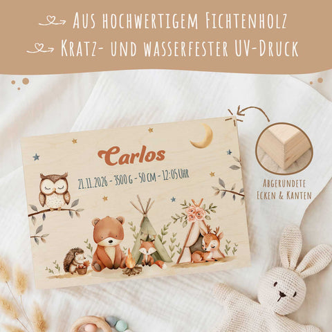 Erinnerungskiste für Kinder mit UV-Druck - Tiere zelten