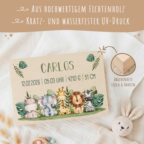 Erinnerungskiste für Kinder mit UV-Druck im Tiergruppe Safari Design