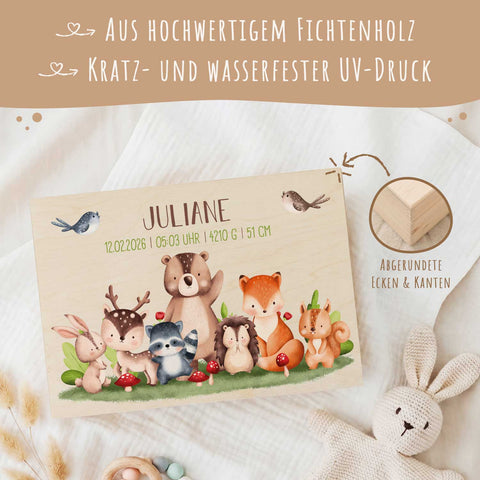 Erinnerungskiste für Kinder mit UV-Druck im Tiergruppe Waldtiere Design