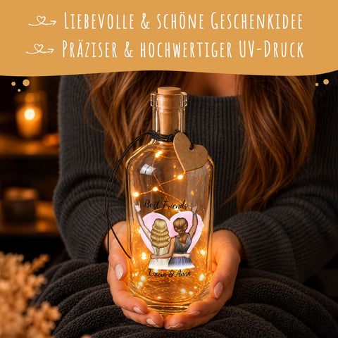 Flaschenlicht mit LED-Lichterkette im Beste Freundin Konfiguration Design