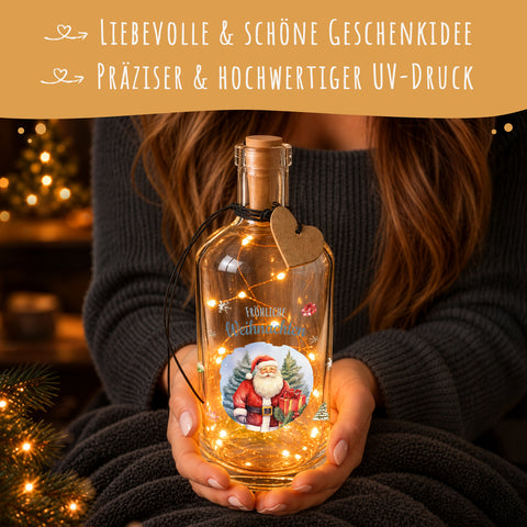 Flaschenlicht mit LED-Lichterkette und UV Druck - Weihnachtsmann Design - Weihnachtsdekoration
