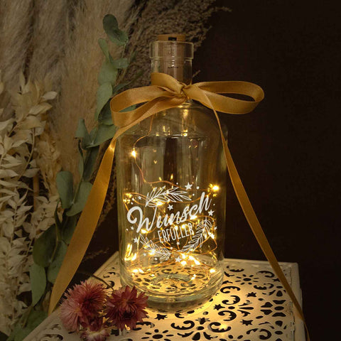 Flaschenlicht mit LED-Lichterkette im Wunscherfüller Design - Weihnachtsdeko zum Verschenken