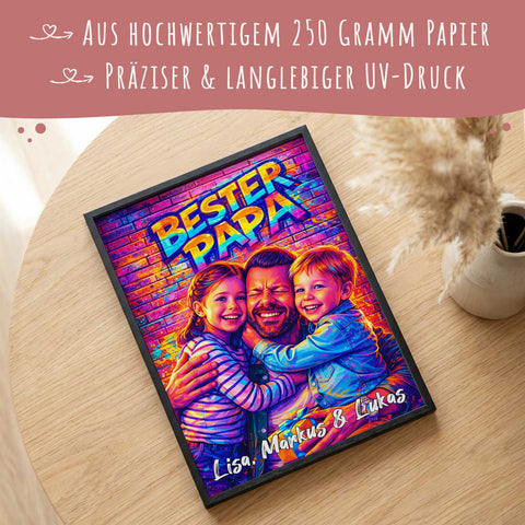 Personalisiertes Poster - Bester Papa Streetart - Personalisiertes Geschenk mit Foto