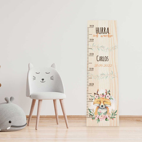 Messlatte mit Namen für Kinder im Fuchs Design