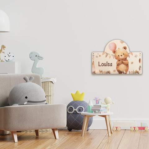 Personalisierte Garderobe fürs Kinderzimmer - Bär