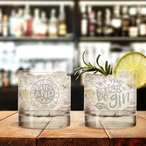 2er Set Montana GIN-Gläser "Life is like a Gin and Tonic & Let the fun beGin"