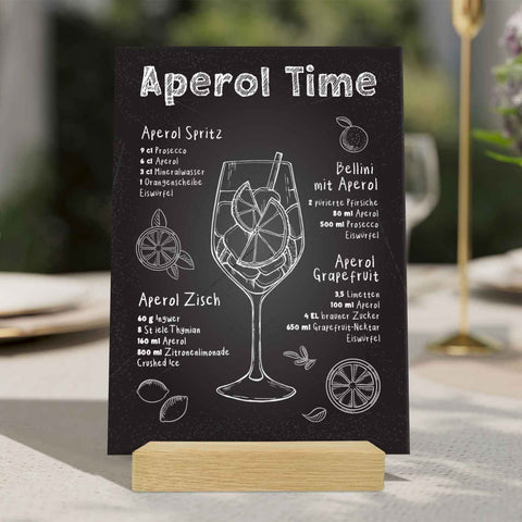 Holzschild mit Aperol Spritz Motiv - Aperol Rezepte - Geschenk für Aperol Liebhaber